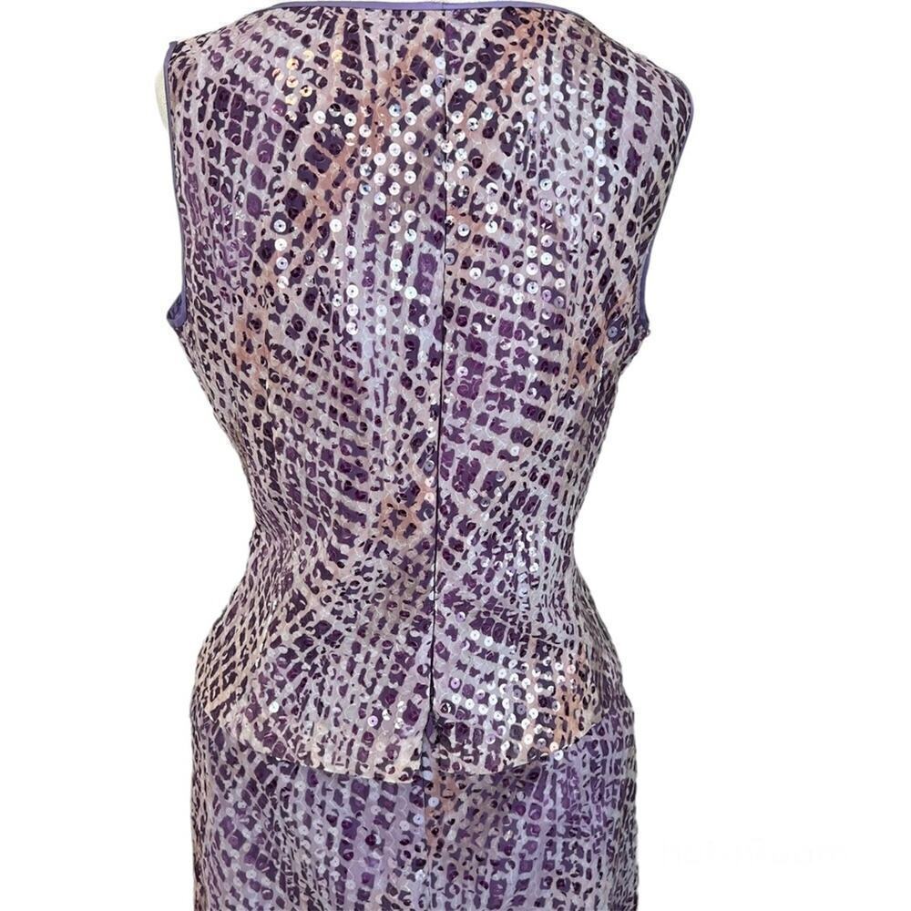Javier Larrainzar Purple Sequin Two Piece Set Top Skirt Couture Evening Sz 12 - Picture 7 of 14
